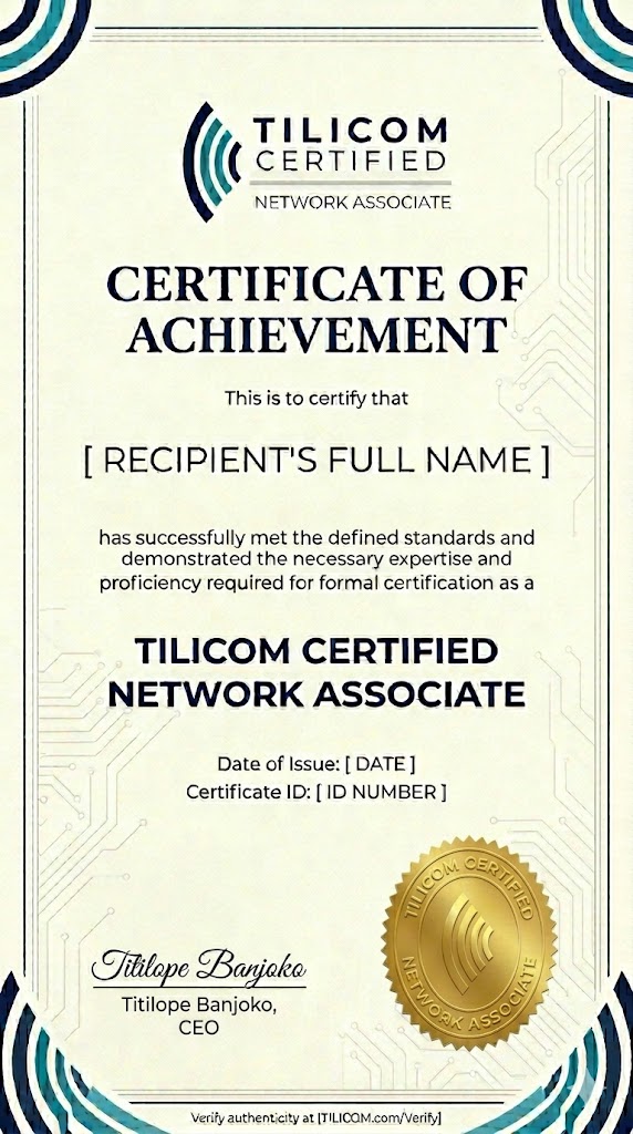 Tilicom Certified Network Associate Certificate